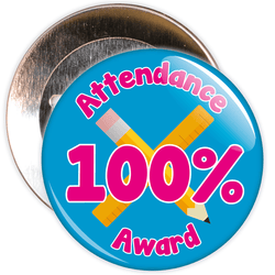 Attendance 100% Award Badge (blue/pink)