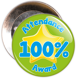 Attendance 100% Award Badge (green/blue)