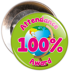 Attendance 100% Award Badge (green/pink)