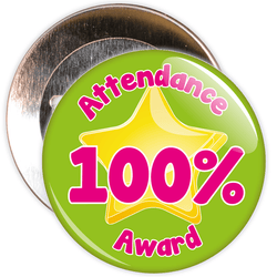 Attendance 100% Award Badge (green/pink)