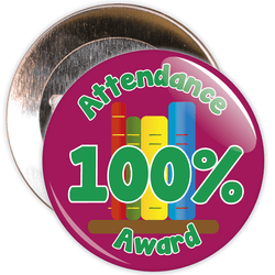 Attendance 100% Award Badge (burgundy/green)