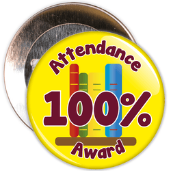 Attendance 100% Award Badge (yellow/burgundy)