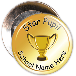 Star Pupil Badge with Custom School Name (gold)