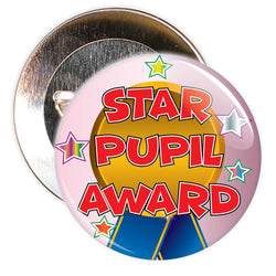 Pink Coloured Star Pupil Award Reward Badge