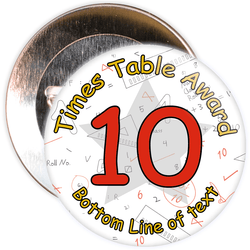 Customisable Maths 10 Times Table Award School Badge