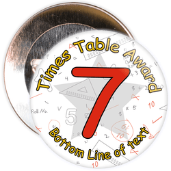 Customisable Maths 7 Times Table Award School Badge