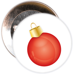 Red Christmas Baubel Badge