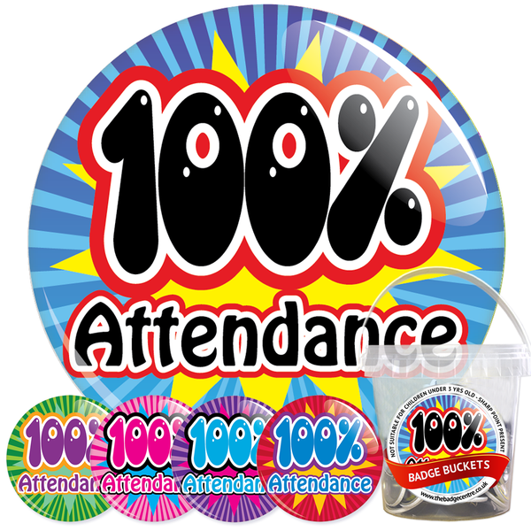 100% Attendance Badge Bucket