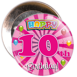 Pink 10th Birthday Badge