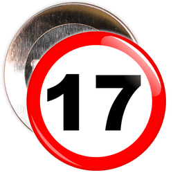 Speed Sign Themed 17th Birthday Badge