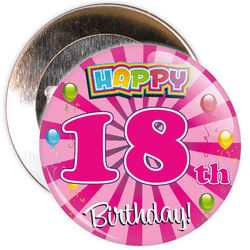 Pink 18th Birthday Badge