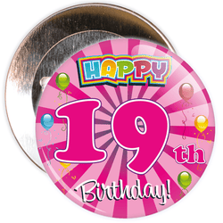 Pink 19th Birthday Badge