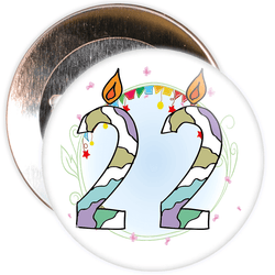 22nd Birthday Badge with Candles and Blue Background