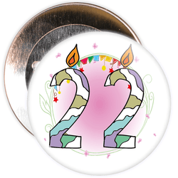 22nd Birthday Badge with Candles and Pink Background