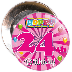 Pink 24th Birthday Badge