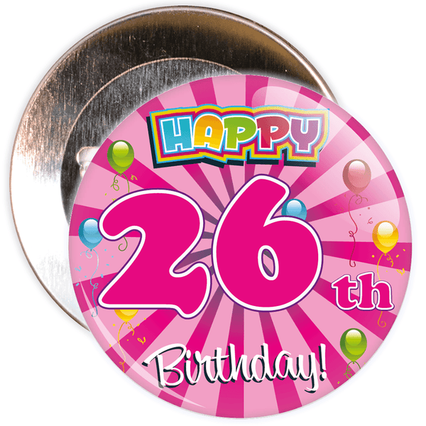 Pink 26th Birthday Badge