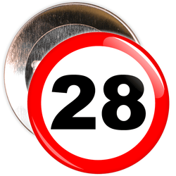 Speed Sign Themed 28th Birthday Badge