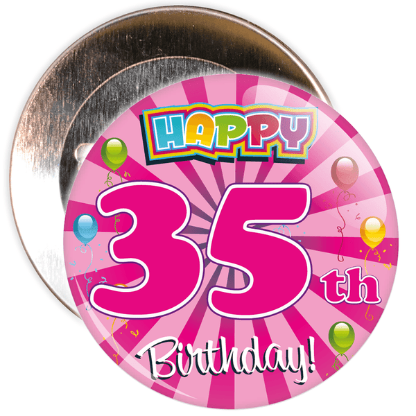 Pink 35th Birthday Badge