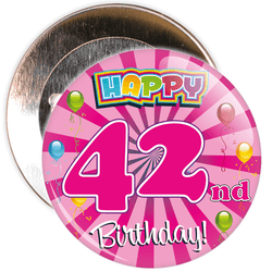 Pink 42nd Birthday Badge