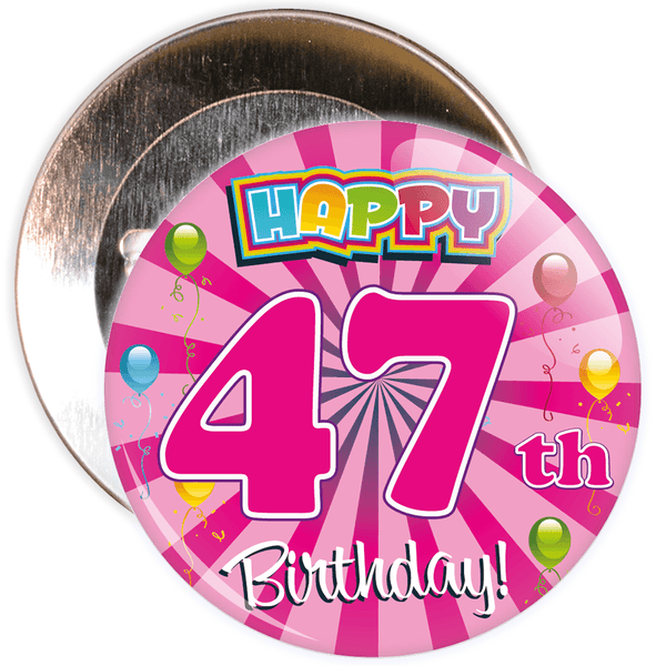 Pink 47th Birthday Badge