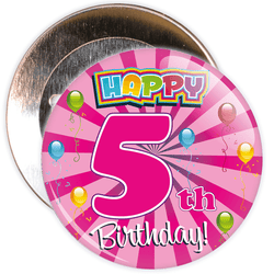Pink 5th Birthday Badge