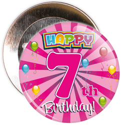 Pink 7th Birthday Badge