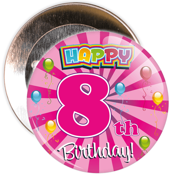 Pink 8th Birthday Badge