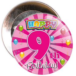 Pink 9th Birthday Badge