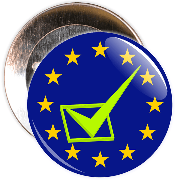 Green Tick Brexit European Badge