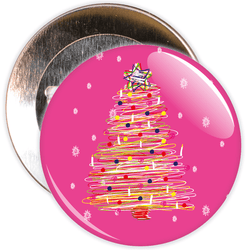Pink Christmas Tree Badge