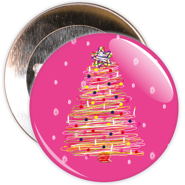 Pink Christmas Tree Badge