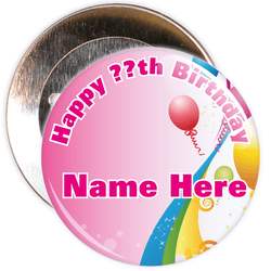 Pink Customisable Birthday Badge