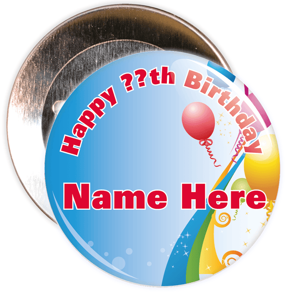 Blue Customisable Birthday Badge