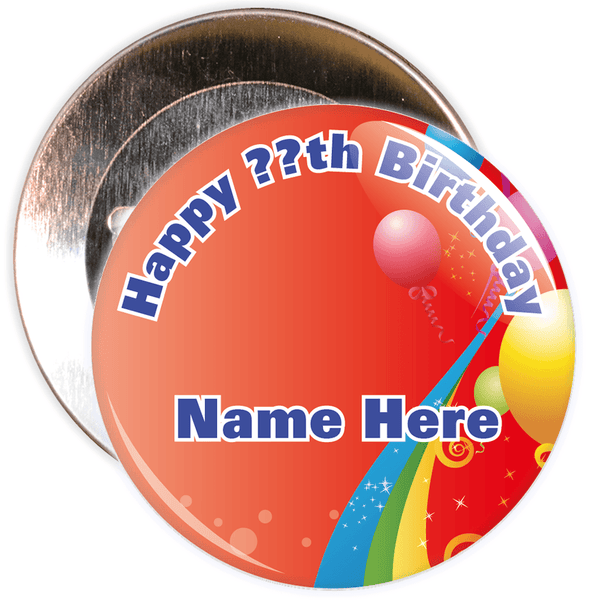 Red Customisable Birthday Badge