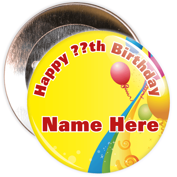 Yellow Customisable Birthday Badge