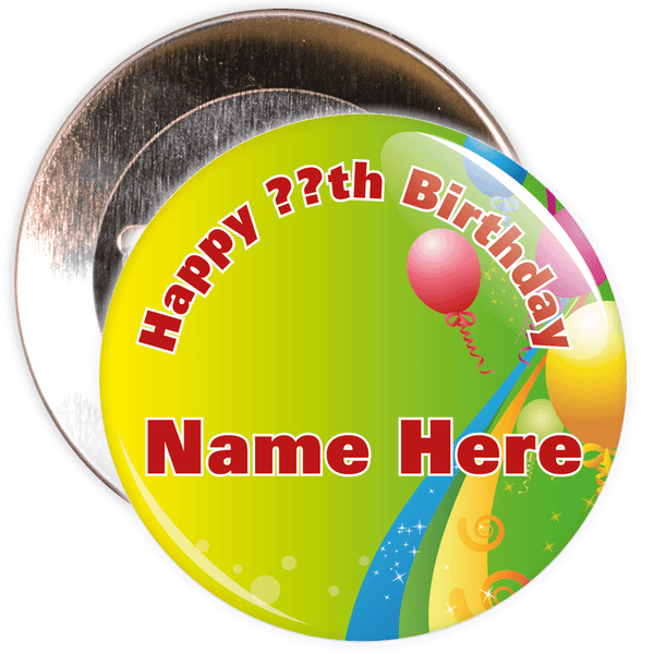 Yellow and Green Customisable Birthday Badge