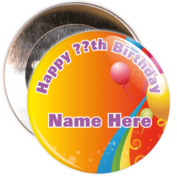 Yellow and Red Customisable Birthday Badge