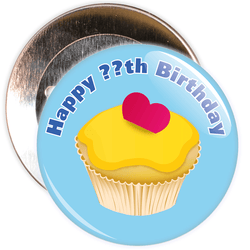 Customisable Blue Cupcake Birthday Badge