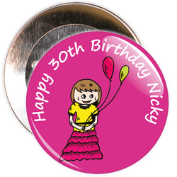 Pink Customisable Birthday Badge