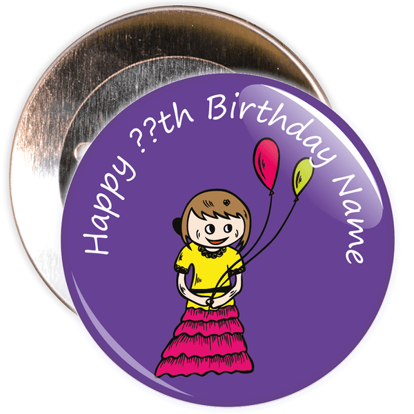 Purple Customisable Birthday Badge