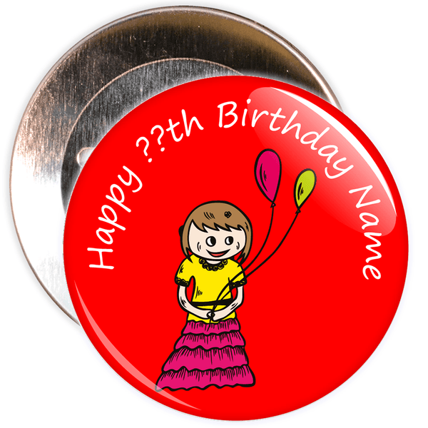 Red Customisable Birthday Badge