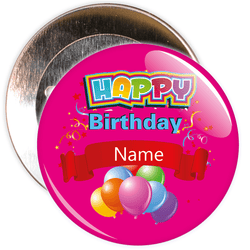 Pink Customisable Birthday Badge