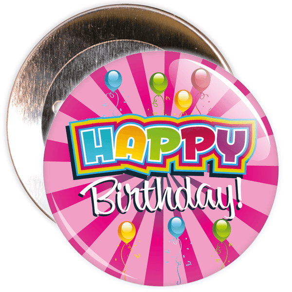 Pink Happy Birthday Badge