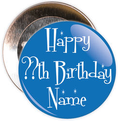 Blue Customisable Birthday Badge
