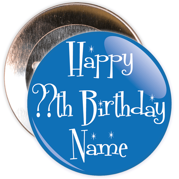 Blue Customisable Birthday Badge