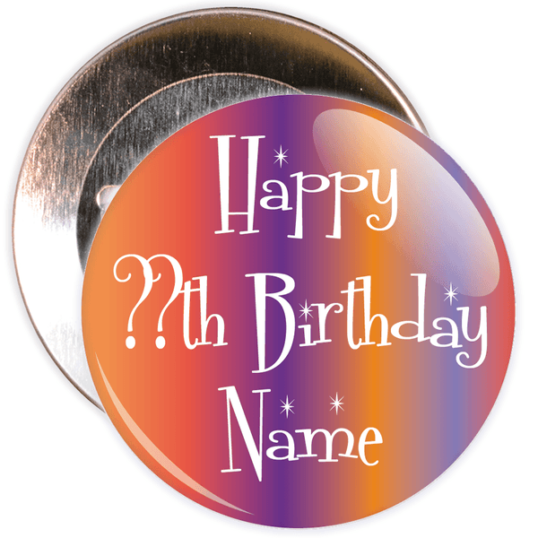 Multi Coloured Customisable Birthday Badge