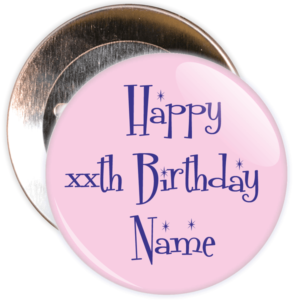 Pink Customisable Birthday Badge