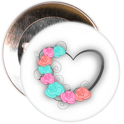 Floral Heart Valentine's Day Badge