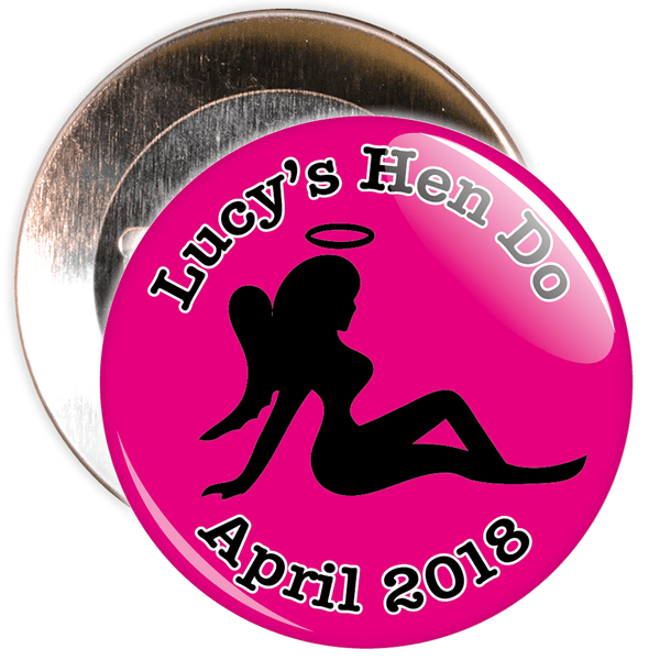 Customisable Pink and Black Hen Party Devil Badge