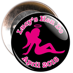 Customisable Black and Pink Hen Party Devil Badge